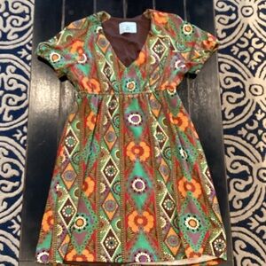Judith March Green Orange Purple Floral Geo Mini Dress